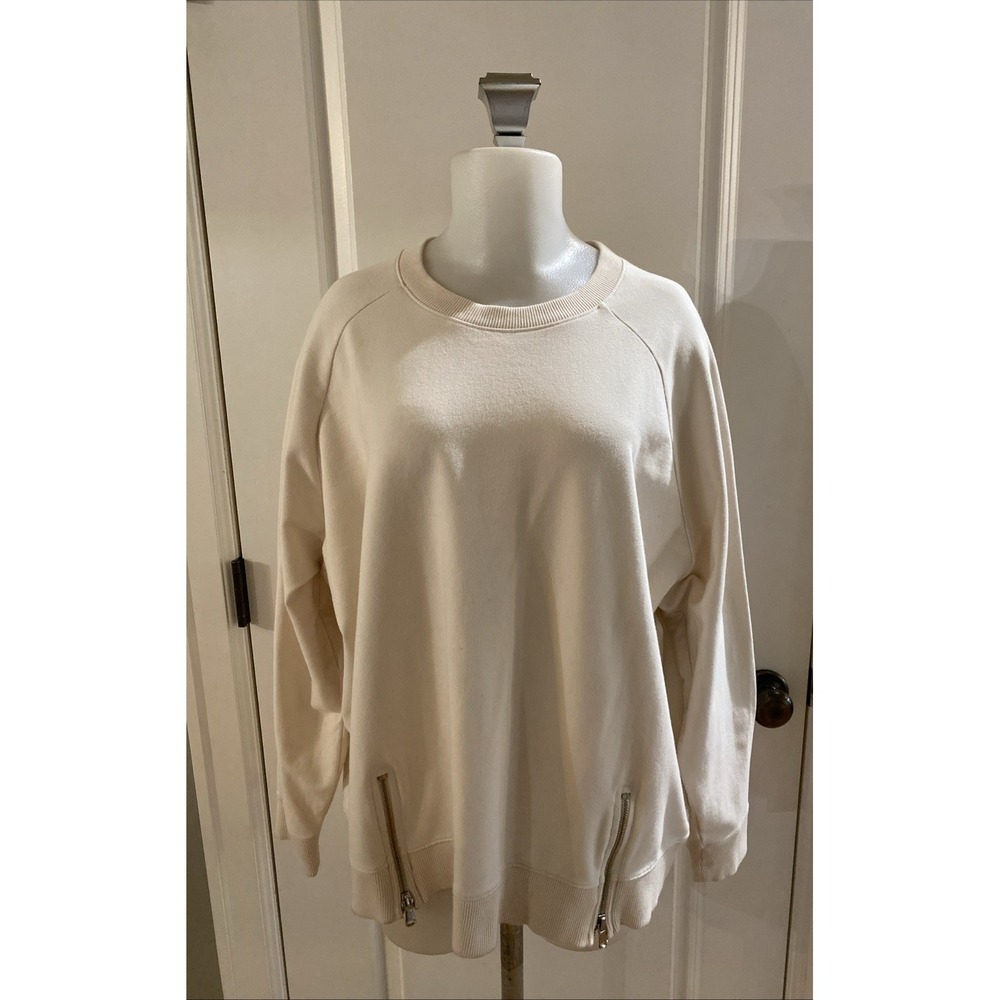 Universal Standard Ivory Side Zip‎ Long Sleeve Pullover Sweatshirt Size Medium